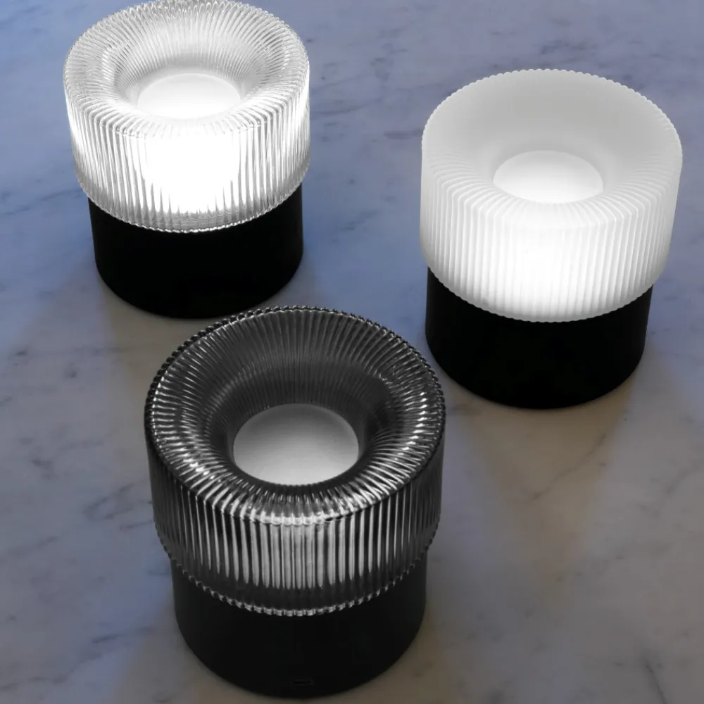 Lampade Da Tavolo-Vivida International Vivida lampada da tavolo pilastro vetro fumè led cct