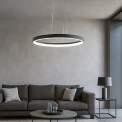Lampadari Moderni-Vivida International Vivida lifering-o nero lampadario ovale led 40w 3000k 4000k