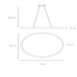 Lampadari Moderni-Vivida International Vivida lifering-o nero lampadario ovale led 40w 3000k 4000k