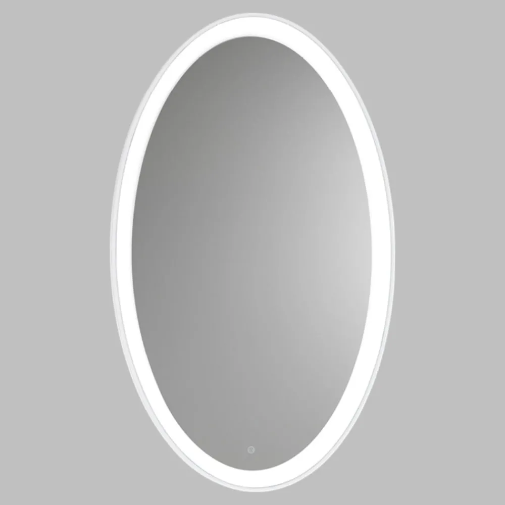 Specchi Da Parete-Vivida International Vivida lifering-o specchio ovale bianco touch led 28w 3000k per ingresso moderno