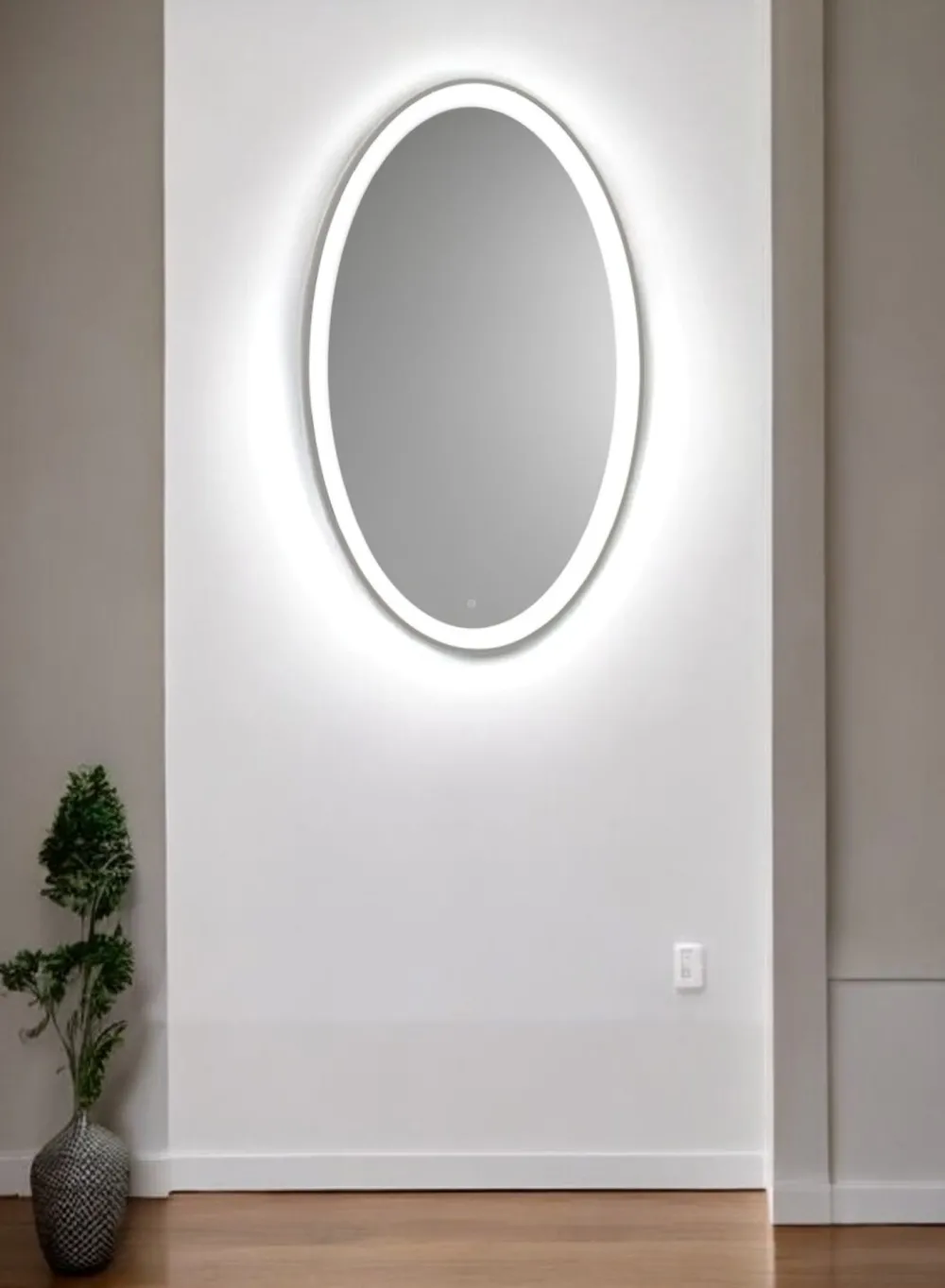 Specchi Da Parete-Vivida International Vivida lifering-o titanio specchio ovale moderno led 28w 3000k