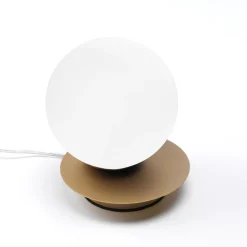 Abat Jour-Vivida International Vivida pearl abat-jour moderna da comodino oro sfera vetro bianco led 8w 3000k