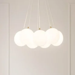 Lampadari Moderni-Vivida International Vivida pearl lampadario oro vetro bianco led 36w 3000k