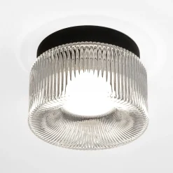 Plafoniere Moderne-Vivida International Vivida pilastro plafoniera vetro rigato trasparente