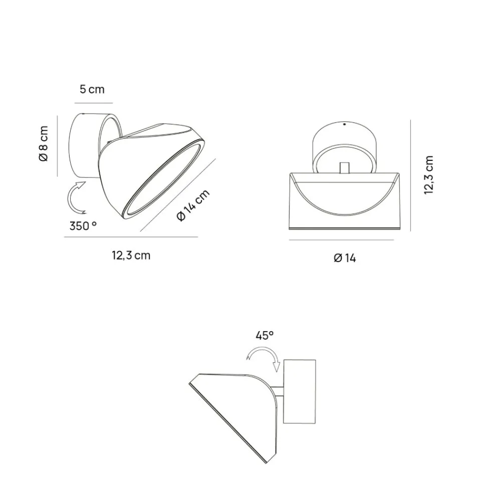 Applique Da Parete-Vivida International Vivida tarp sabbia applique orientabile da parete led cct dimmerabile