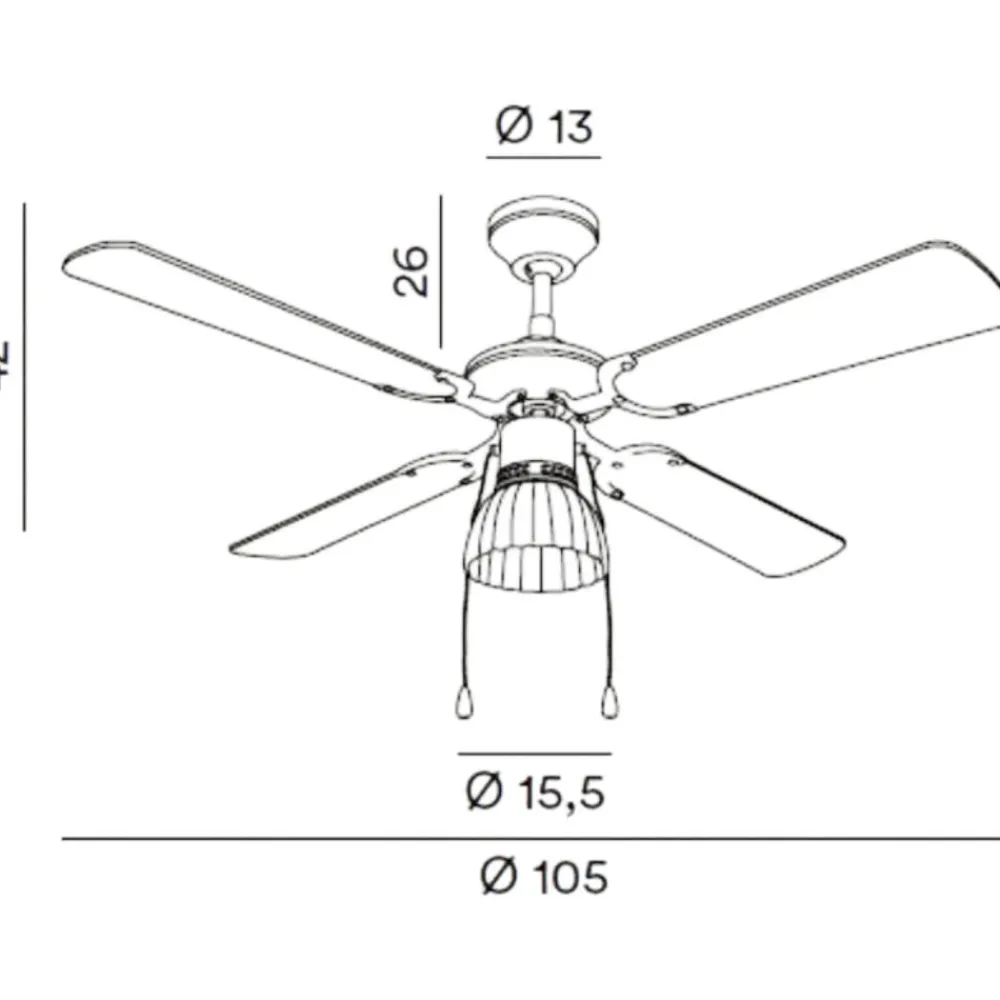 Ventilatori Da Soffitto-Selezionato da Mazzolaluce Ìventilatore vintage da soffitto a pale legno con luce 13mq