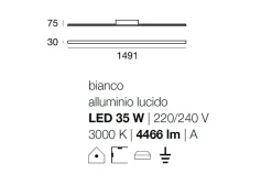 Applique Da Parete-Stilnovo Xilema applique led 35w 3000k moderna alluminio
