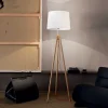 Lampade Da Terra-Ideal Lux York pt1 lampada da terra di legno treppiede paralume stoffa