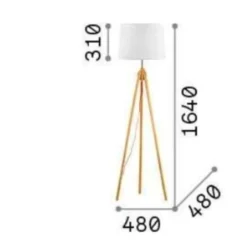 Lampade Da Terra-Ideal Lux York pt1 lampada da terra di legno treppiede paralume stoffa