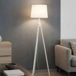Lampade Da Terra-Ideal Lux York pt1 piantana di legno bianco treppiede