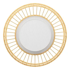 Plafoniere Moderne-Eglo Yuku z plafoniera smart da cucina in legno e tessuto led rgb da 2700k a 6500k