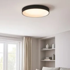 Plafoniere Moderne-Ideal Lux Ziggy pl d080 plafoniera a led nero 62w 3000k tonda