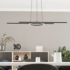 Lampadari Cucina-Eglo Zillerio z lampadario da cucina moderna nero led da 2700k 6500k