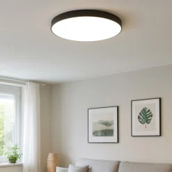 Plafoniere Moderne-Eglo Zubieta plafoniera rotonda nera 2700k a 6500k led 24w dimmerabile smart